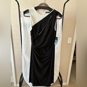 Lauren Ralph Lauren Black and White Draped Cocktail Dress